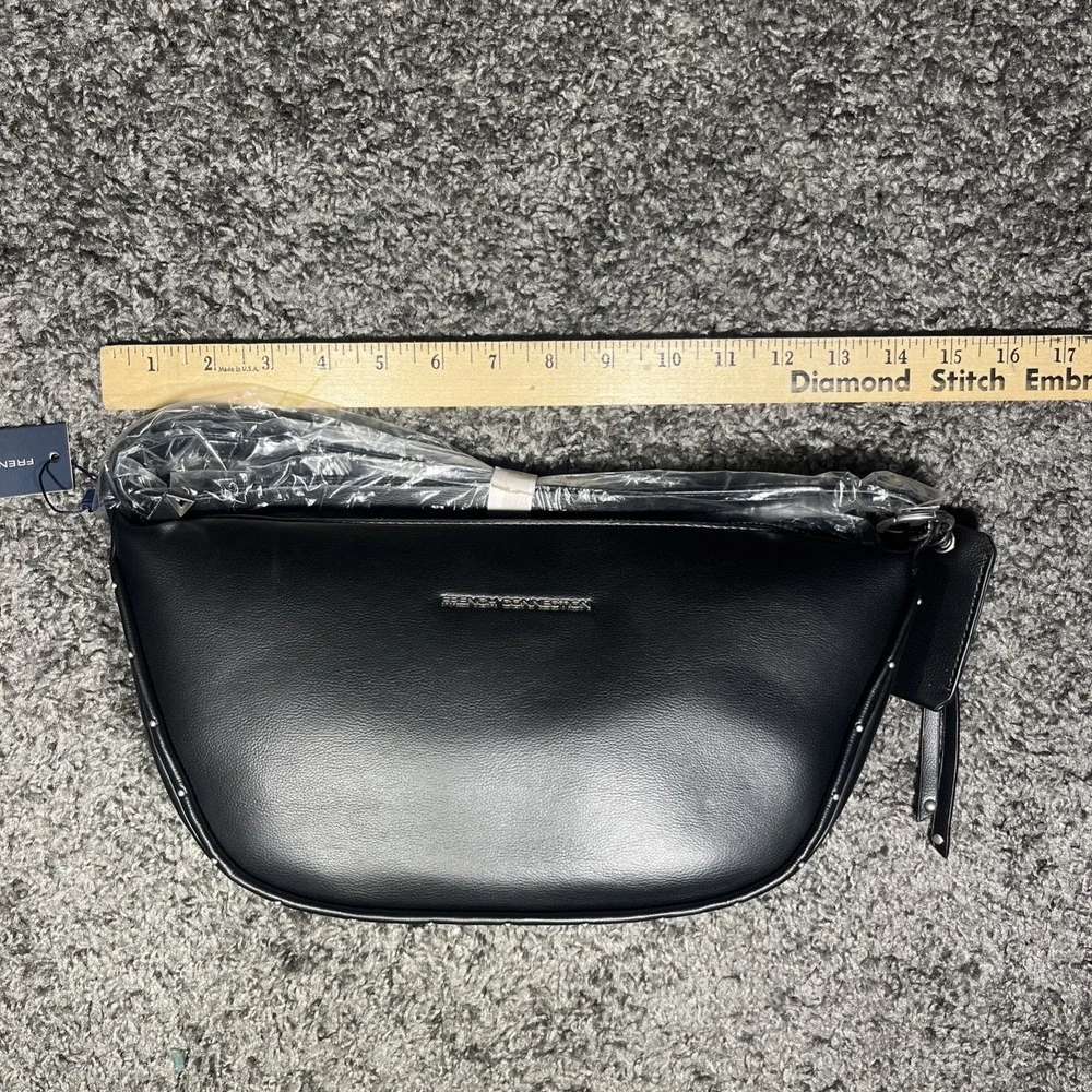 French connection Clara texture tag Crossbody studded black New NWT $98 Y2K Size
